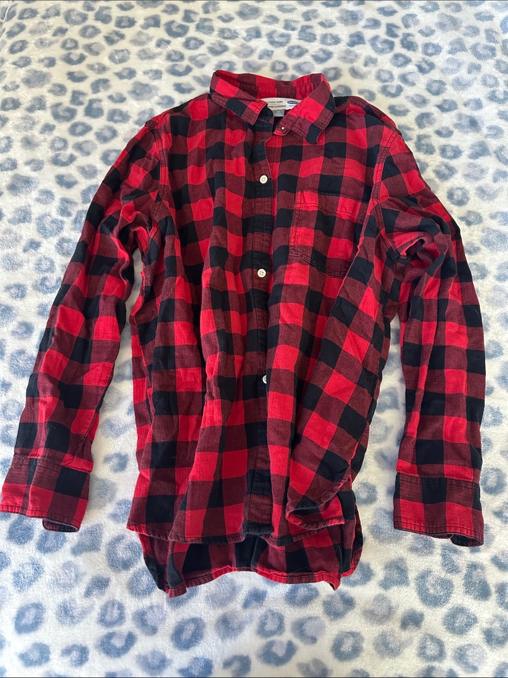 Old Navy Red & Black Plaid Button Down